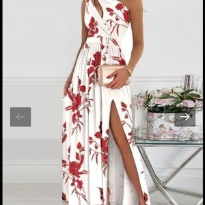 Red Flower Maxi Dress